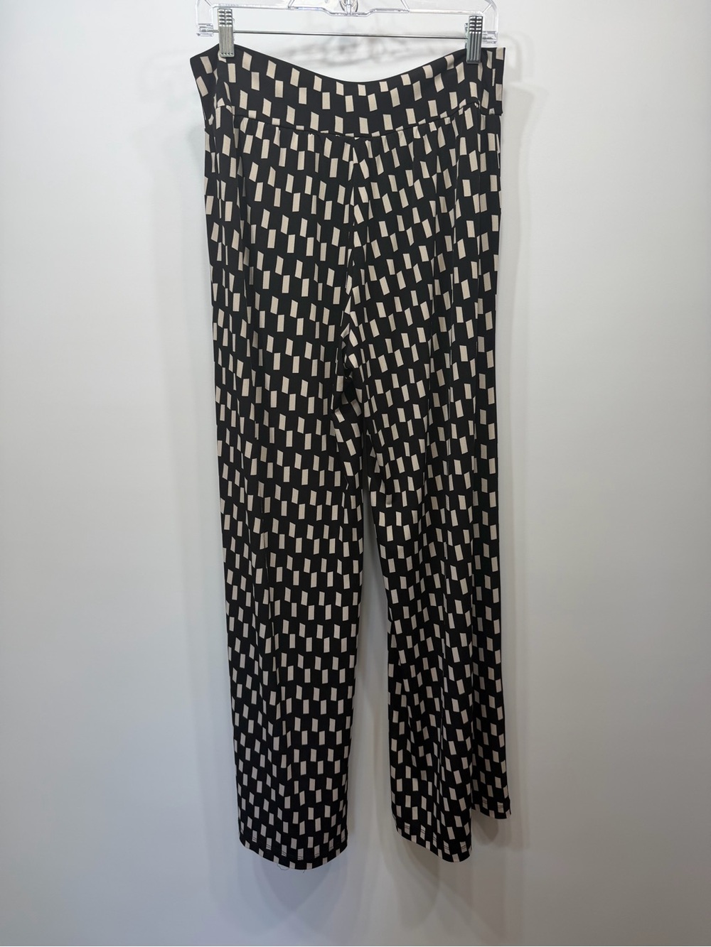 Clara Sun Woo Black & White Geometric Wide Leg Pants 1X Made in USA - Picture 8 of 11